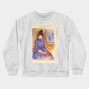 Young Girl in a Blue Dress by Auguste Renoir Crewneck Sweatshirt